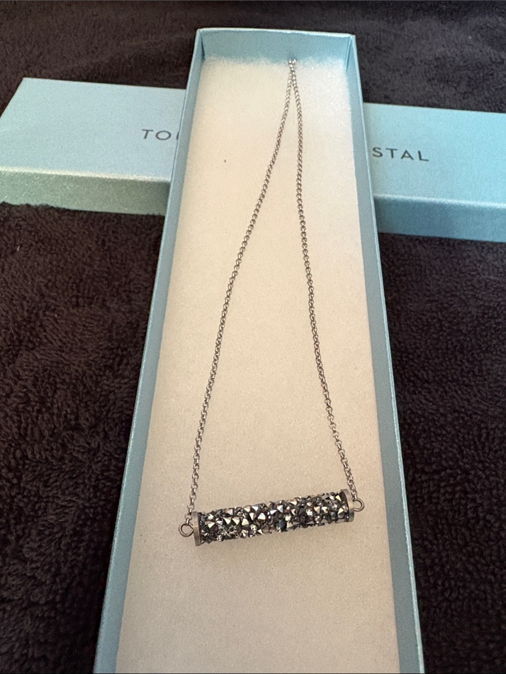 Touchstone Crystal Silver-Tone Pavé Bar Necklace
